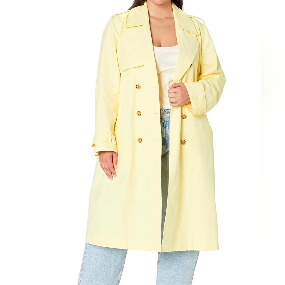 The Drop Noa Double Breasted Trench Coat 5X Pastel Yellow